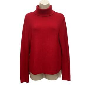 Vintage Y2K Red Bouclé Turtleneck Sweater Medium World Republic